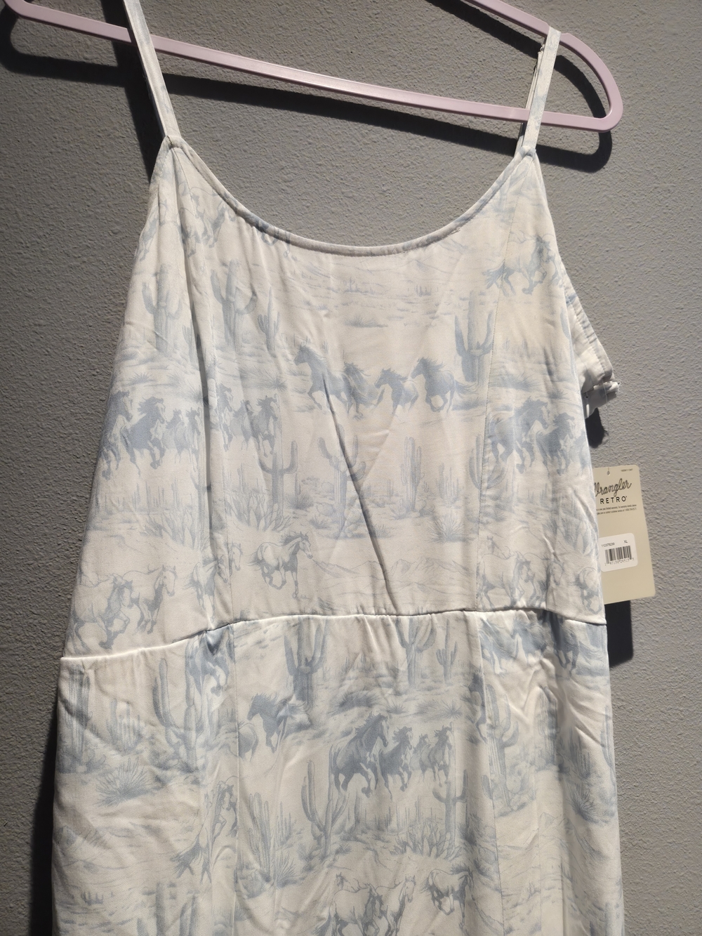 Light Blue Western Print Maxi Slip Dress - Wrangler Retro - Picture 2 of 4